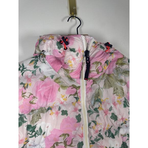 LoveShackFancy Raissa Fire+Ice Floral Puffer Jacket – White & Pink, US 10 - Picture 5 of 11